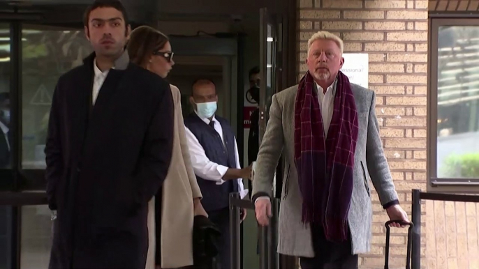 Boris Becker leaves court after being found guilty of four charges of insolvency