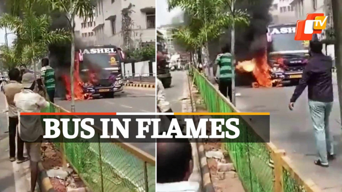 Watch | Bus Catches Fire After Colliding With Bike