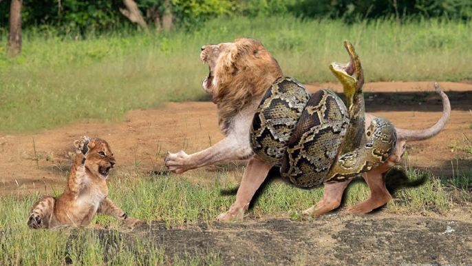 Poor  mothers lions, when lion turn into victims , when venomous snake threaten their cubs