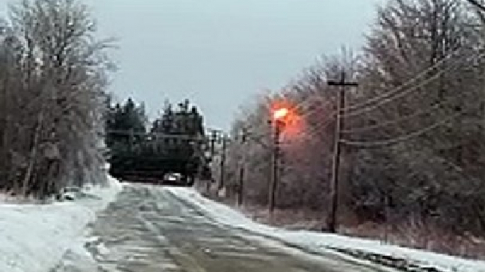 Tree Resting on Power Line During Ice Storm Causes Phase Arc