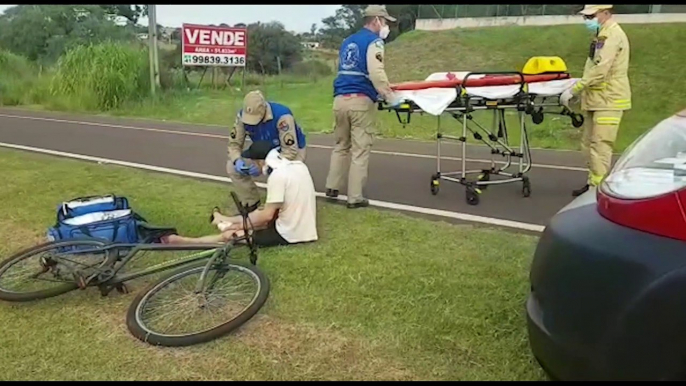 Ciclista fica ferido após sofrer queda às margens da rodovia BR-277