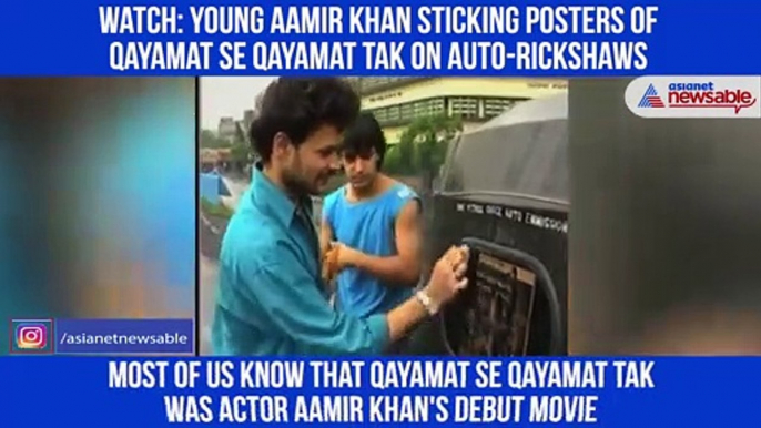 Young Aamir Khan Sticks Poster on Autos