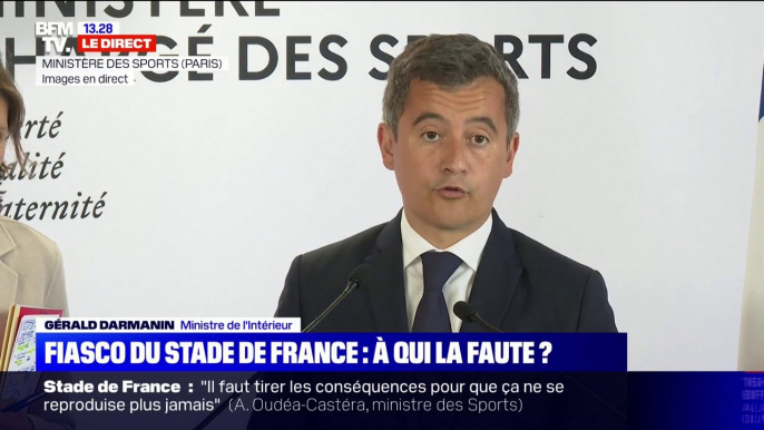 Gérald Darmanin: "30.000 à 40.000 supporters anglais se sont retrouvés au Stade de France sans billet ou avec des billets falsifiés"