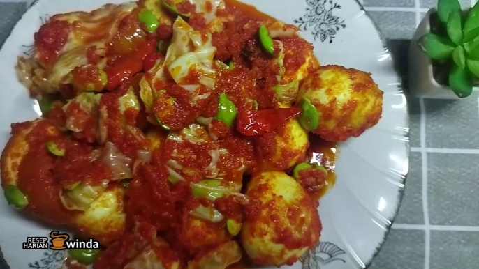 Resep BALADO TELUR BULAT PAKE KOL & PETAY  II  Ternyata ENAK BANGET