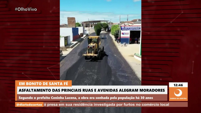 Travessias urbanas: Asfaltamento das principais ruas e avenidas alegra moradores, em Bonito de Santa Fé