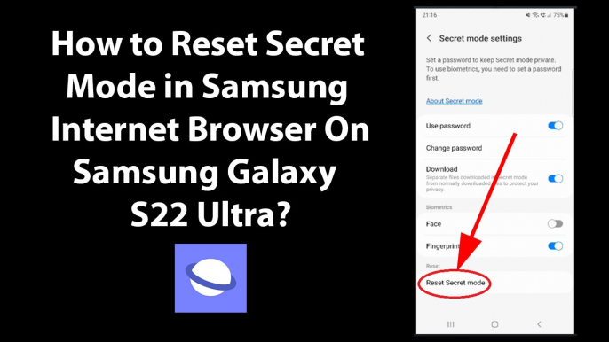 How to Reset Secret Mode in Samsung Internet Browser On Samsung Galaxy S22 Ultra?