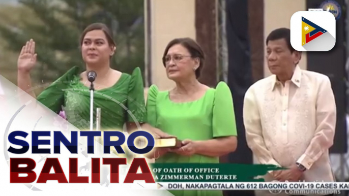 VP-elect Sara Duterte, nanumpa na bilang ika-15 na bise presidente ng bansa; Pres.-elect Marcos Jr., kumpiyansang mahusay na magagawa ni VP-elect Duterte ang kanyang trabaho