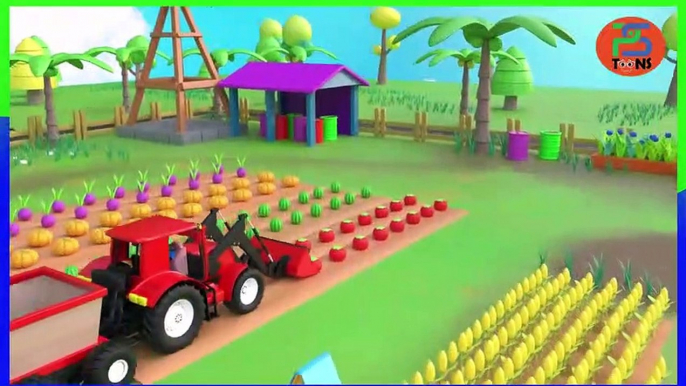 Learn Colors and Fruit with Farm Vehicles for Kids