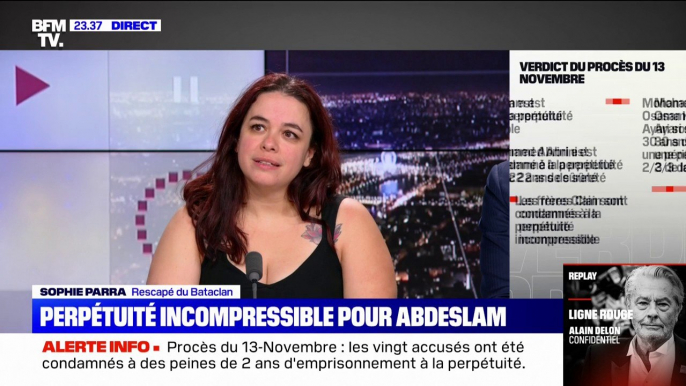 Sophie Parra, rescapée du Bataclan: "Je suis extrêmement satisfaite des peines qui ont été prononcées"