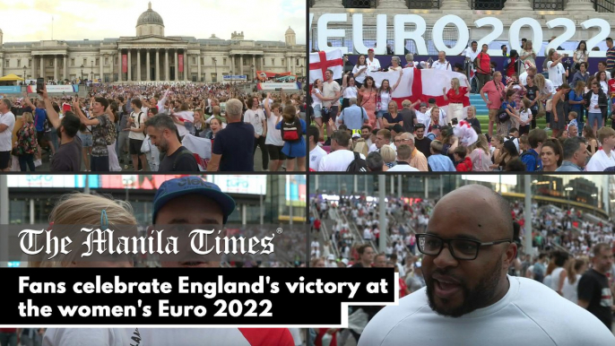 Fans celebrate England's victory at the women's Euro 2022