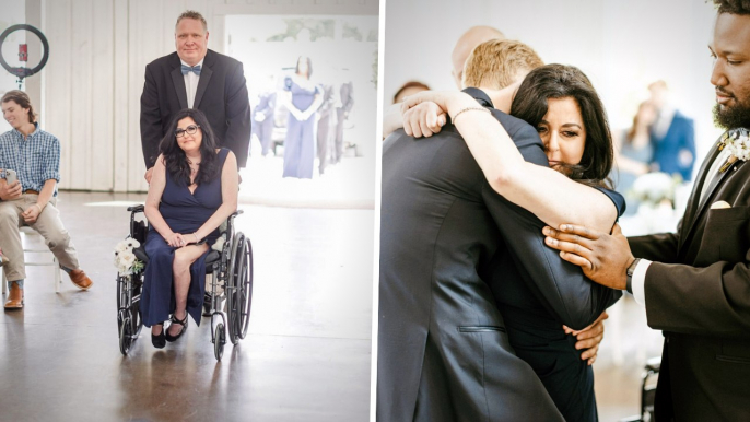 Groom Lifts Mom From Wheelchair For Emotional Mother-Son Dance | Happily TV