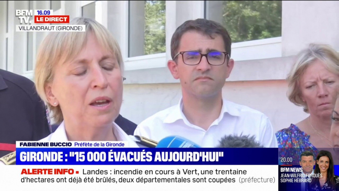 Fabienne Buccio, préfète de la Gironde: "Tous les pompiers volontaires et professionnels sont appelés sur le feu, la situation est compliquée"