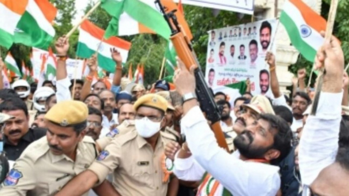 TRS minister Srinivas Goud opens fire during Tiranga Yatra in Telangana