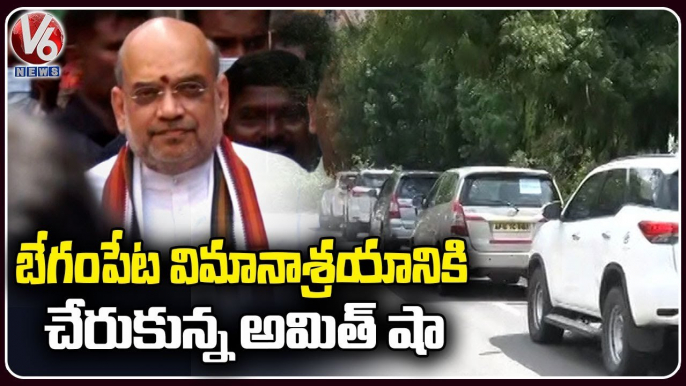 Union Minister Amit Shah Arrives Begumpet Airport | Hyderabad | V6 News (1)