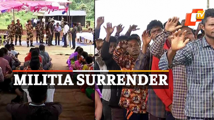 WATCH 500 Maoist militia members surrender before police