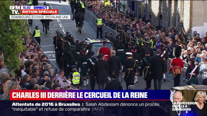 Royaume-Uni: Charles III en tête de la procession accompagnant le cercueil d'Elizabeth II à Edimbourg