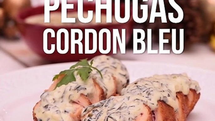 Receta de Pechugas Cordon Bleu con salsa de espinacas | Cocina Vital