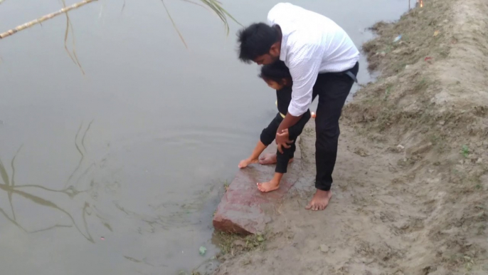 shreya at chaat puja II enjoying at pond II she is so crazy about water II guyz checkout her craziest video