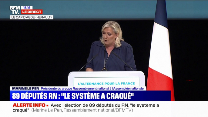 Marine Le Pen condamne la politique de l'Union européenne qui "s'enferme dans de vaines et dangereuses postures belliqueuses"