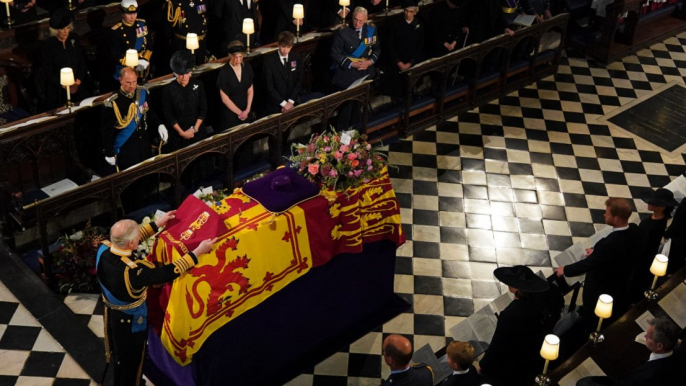 Queen Elizabeth’s name inscribed alongside Prince Philip’s and parents on black marble slab to mark final resting place