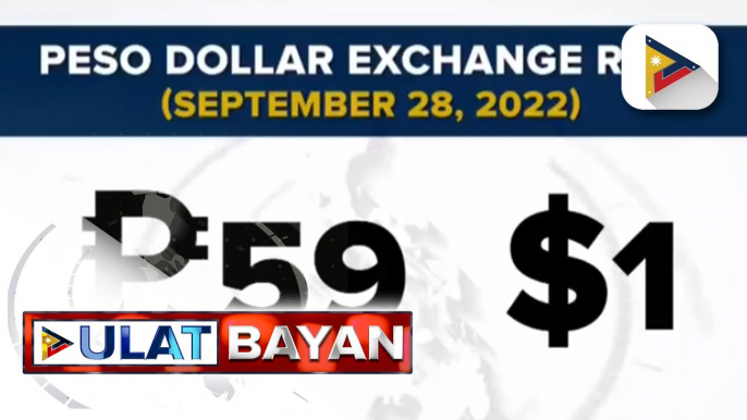 Halaga ng piso, nagsara sa P59 kada $1 ngayong araw; pagbaba ng piso, posibleng maging dahilan ng pagtaas ng presyo ng mga bilihin