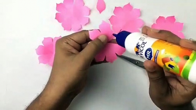 Beautiful paper flower wall hanging decoration ideas/diy wall hanging/paper crafts/wall mate/home decors/ruhi crafts and diy