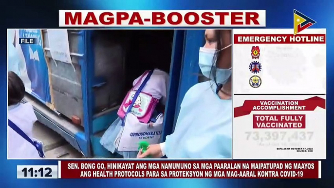 Sen. Bong Go, hinikayat ang mga namumuno sa mga paaralan na maipatupad nang maayos ang health protocols para sa proteksyon ng mga mag-aaral kontra COVID-19