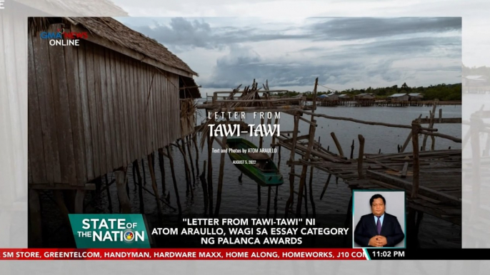 "Letter from Tawi-Tawi" ni Atom Araullo, wagi sa essay category ng Palanca Awards | SONA