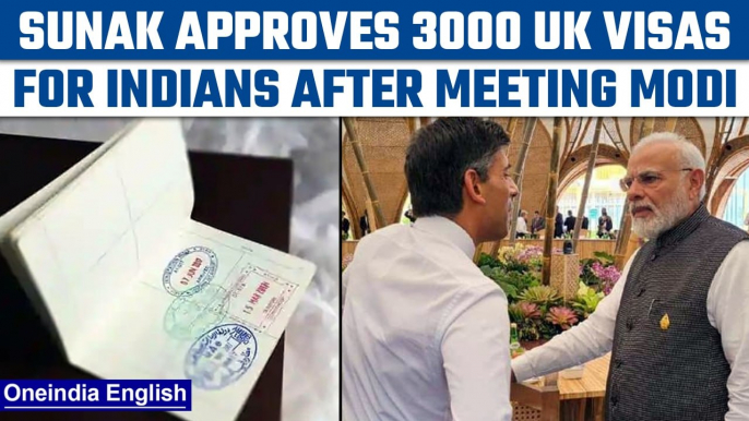 Rishi Sunak greenlights 3,000 UK Visas for Indians after meet with PM Modi | Oneindia News *News