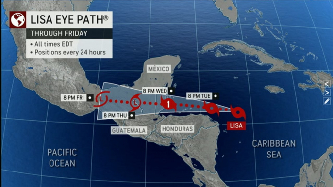 Tropical Storm Lisa poses risks to Central America as Martin churns through the North Atlantic