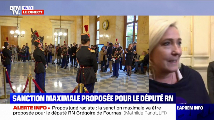 Marine Le Pen s'exprime à la sortie de la réunion du bureau de l'Assemblée nationale: "Voilà une procédure où on est jugé par ses adversaires politiques, qui en réalité jugent vos idées politiques"