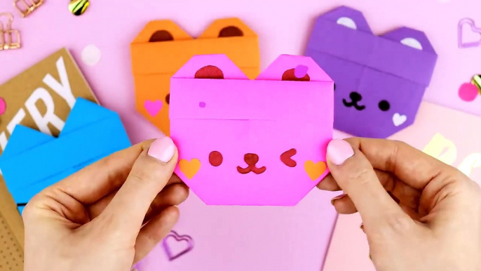 Origami Paper Cat and Bear | DIY Paper envelope