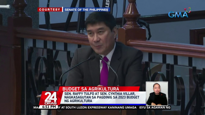 Sen. Raffy Tulfo at Sen. Cynthia Villar, nagkasagutan sa pagdinig sa 2023 budget ng agrikultura | 24 Oras