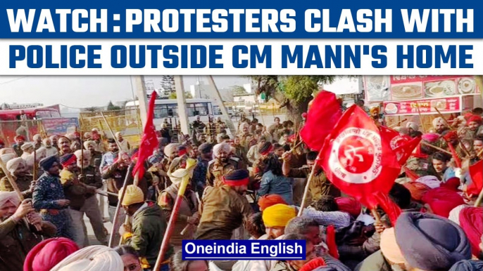 Protests by farmers & trade unions erupt outside Sangrur home of Bhagwant Mann | Oneindia News*News