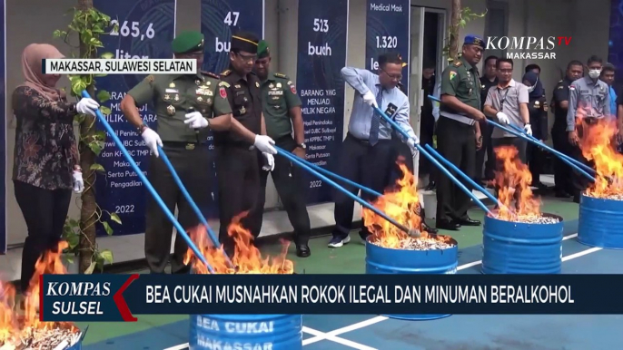 Bea Cukai Sulbagsel Musnahkan 1,8 Juta Batang Rokok Ilegal dan Dua Ratus Liter Minuman Beralkohol