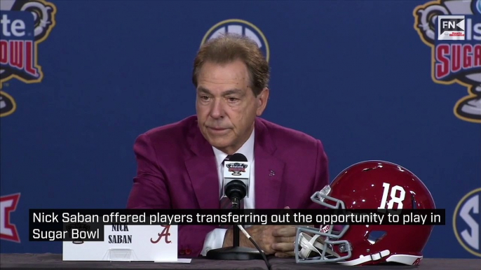 Nick Saban offered players transferring out the opportunity to play in Sugar Bowl