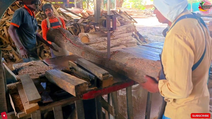 wood cutting in indian saw mill | wood working Bandsaw mill projects