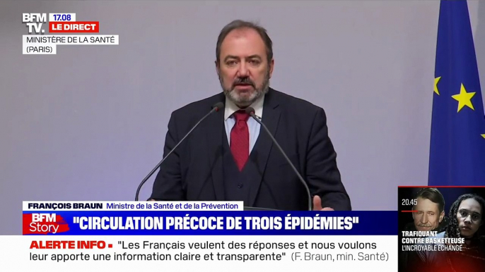 Conférence de presse du Ministre de la Santé, François Braun : "J'en appelle solennellement à un sursaut de vaccination contre la grippe et le COVID - Le nombre d'hospitalisation COVID va augmenter dans les prochains jours"