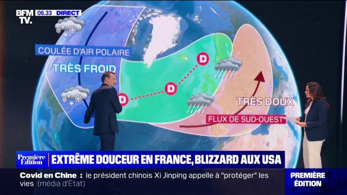 Climat: l'extrême douceur cette semaine en France et le "blizzard du siècle" aux États-Unis sont-ils liés ?