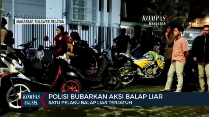 Polisi Bubarkan Aksi Balap Liar Satu Pemotor Terjatuh