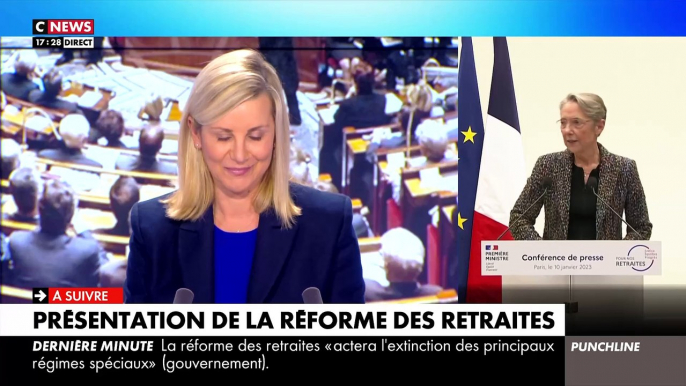 Retraites - Elisabeth Borne : "Le 1er septembre l'âge de départ sera relevé de 3 mois par an pour arriver à 64 ans en 2030 - Pour une retraite à taux plein, il faudra avoir travailler 43 ans dès 2027"