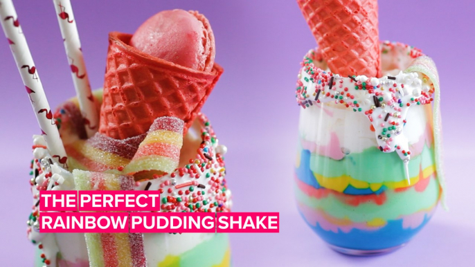 Craving something sweet? Try making this rainbow pudding shake