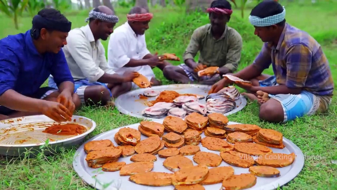 3 BIG FISH FRY _ Streaked Spanish Mackerel Fish Fry Recipe Cooking In Village Vanjaram Meen Varuval