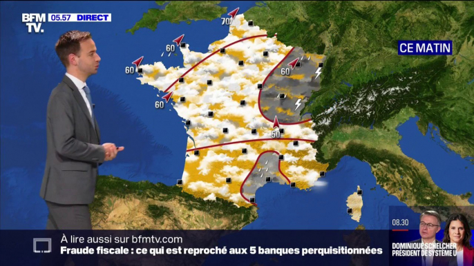 Ce jeudi, le ciel sera nuageux sur l'ensemble du territoire et des orages sont attendus dans le Nord-Est