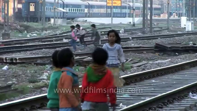 Dangerous- children on train tracks!