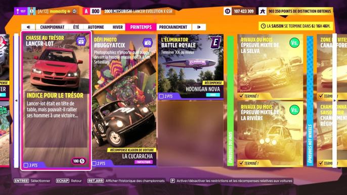 Forza Horizon 5 chasse au trésor LANCER LOT