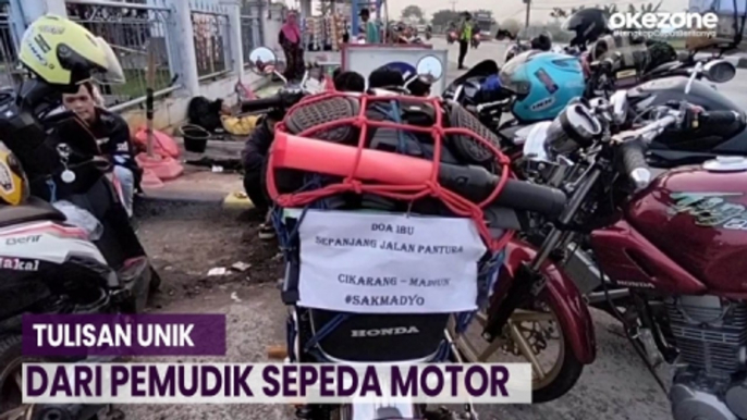 Pemudik Sepeda Motor di Pantura Pasangi Kendaraan dengan Tulisan Unik