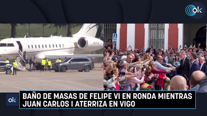 Baño de masas de Felipe VI en Ronda mientras Juan Carlos I aterriza en Vigo