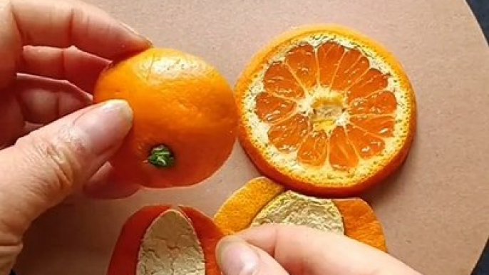 DIY amazing  orange peel art || fox  made with orange peel || creative art ideas||art and craft with orange pee