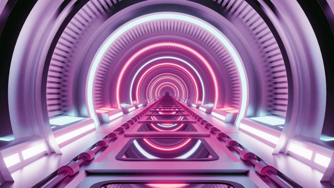 Corridor Futuristic Round Tunnel VJ Loop